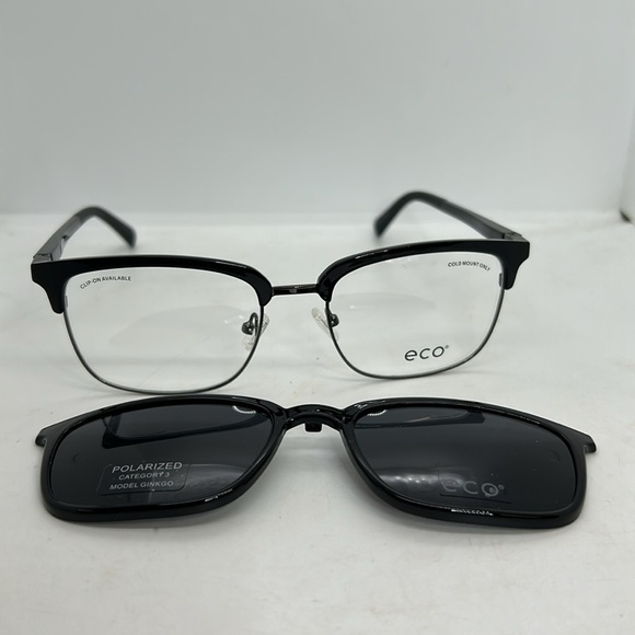 ECO Men’s Cypress BLK Eyeglasses Frames & Polarized Sun Clip On. RXable. NWT - Picture 5 of 10